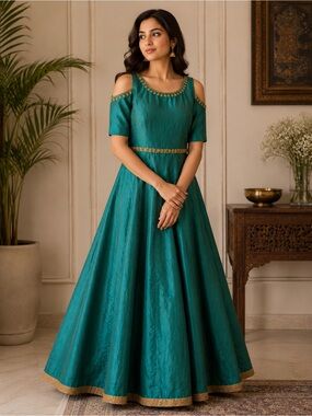 Teal Embellished Gown